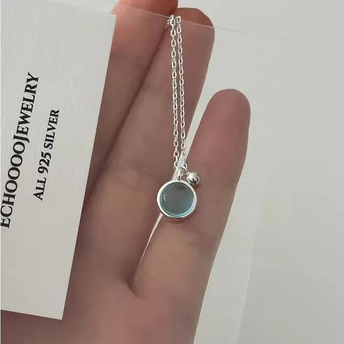 Pendentif Bleu Cristal Elegant Romantique Femme Mariage Anniversaire Soirée Gala Collier Cadeau Special