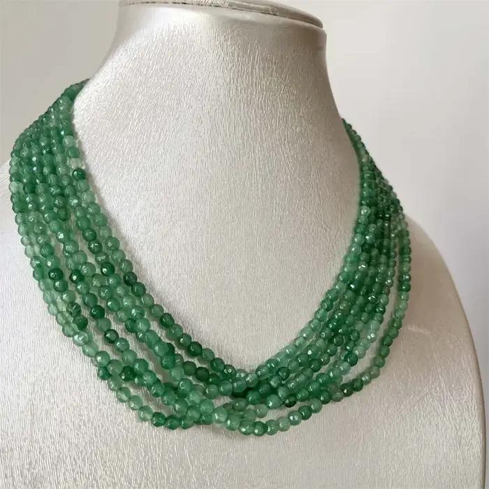 Collier émeraude verte brésilienne à facettes