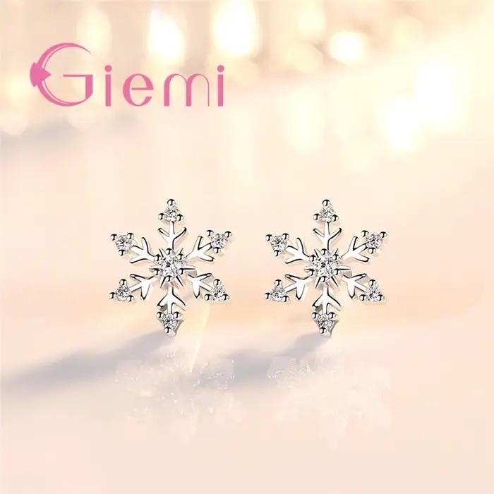 Boucles d'oreilles flocon de neige estampillées 925 pour femmes