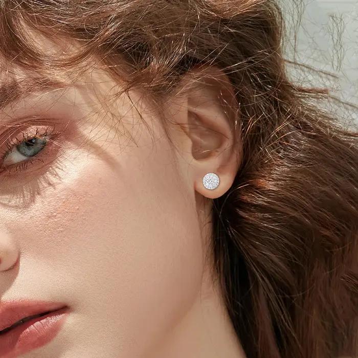 Boucles d'oreilles en diamant créées en vrai laboratoire pour femmes