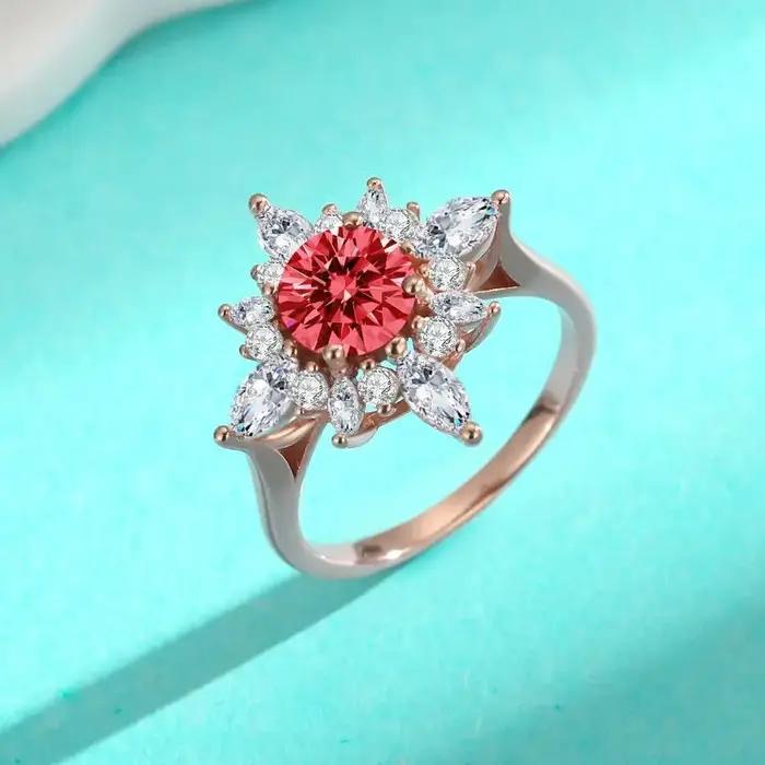 Bague en argent sterling 925 sertie de moissanite multicolore pour femme, bijou cocktail élégant et unique pour soirée et occasions spéciales