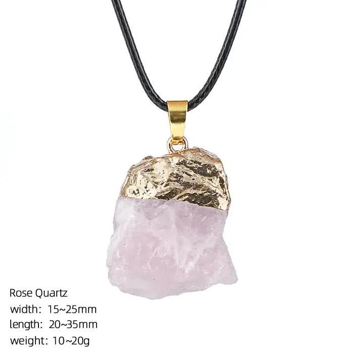 Collier en pierre semi-précieuse naturelle irrégulière plaqué or