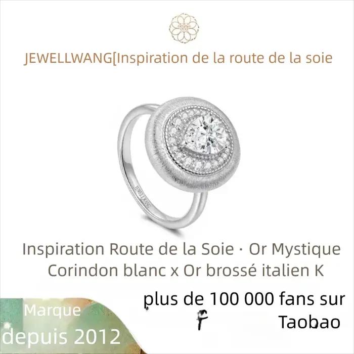 JEWELLWANG – bague en saphir blanc pour femme