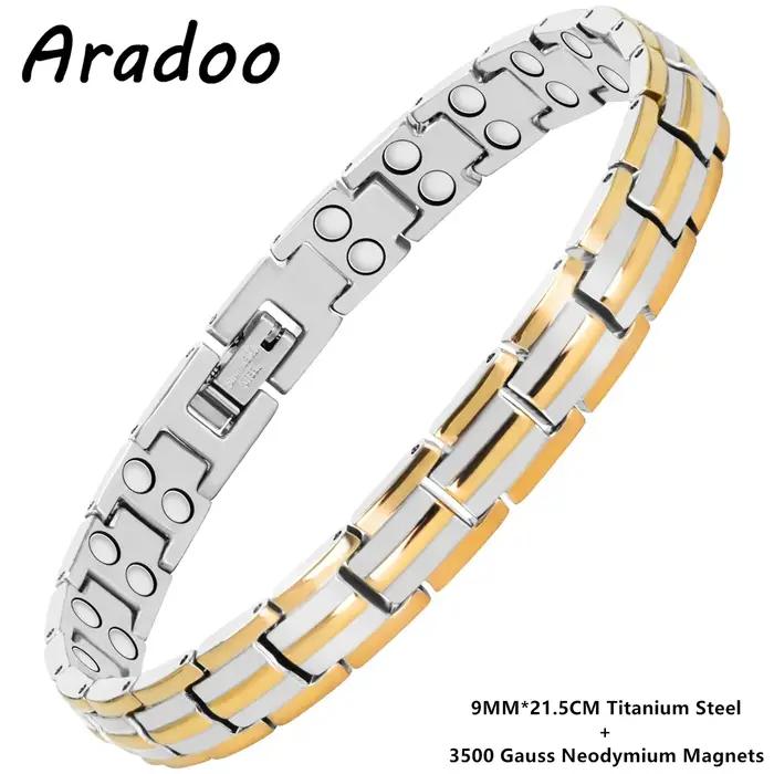 ARADOO Bracelet magnétique pour femmes hommes titane acier néodyme aimants lien Bracelets bijoux cadeaux