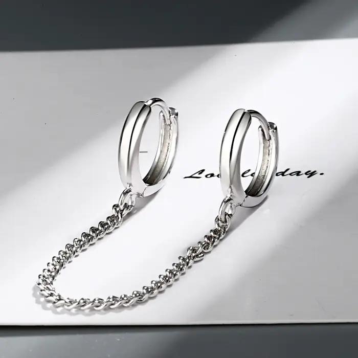 JOSmall-Boucles d'Oreilles Double en Argent Sterling 925