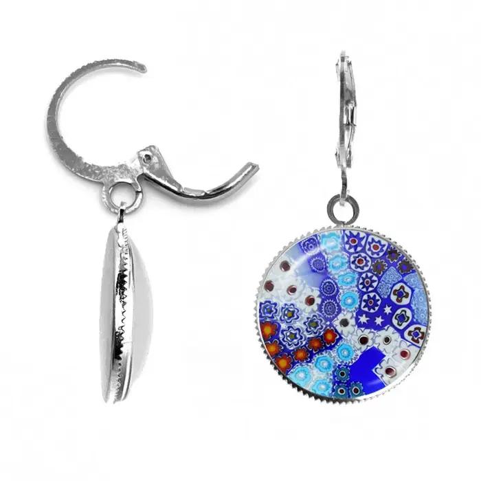 Boucles d'oreilles en forme de fleur de Murano Millefiori