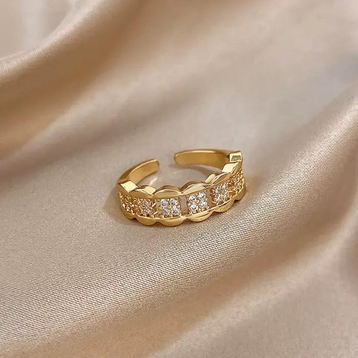 Bracelet de luxe multicouche en Zircon incrusté de Micro pour femmes, bague élégante en cuivre plaqu