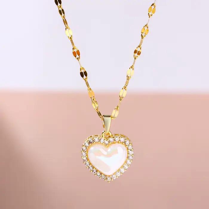 1 collier d'amour en acier inoxydable plaqué or