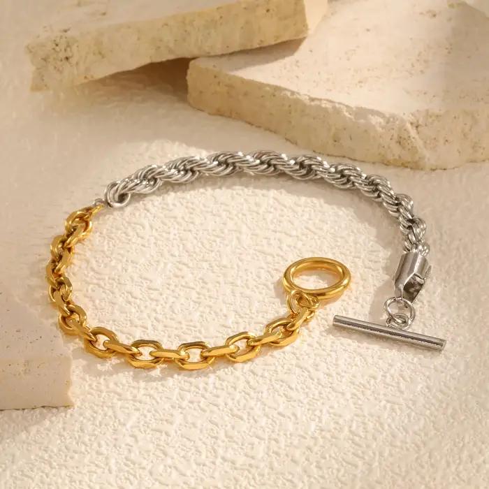 Bracelet PVD Torsadé en Acier Inoxydable Pour Femmes Occasions Spéciales Style Moderne Élégant