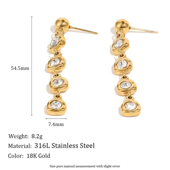 Boucles d'oreilles longues en zircon E.B.belle, style élégant, bijoux anti-allergiques, imperméables
