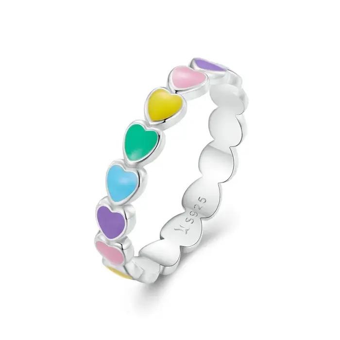 BAMOER – bague en argent Sterling 925 arc-en-ciel pour fille