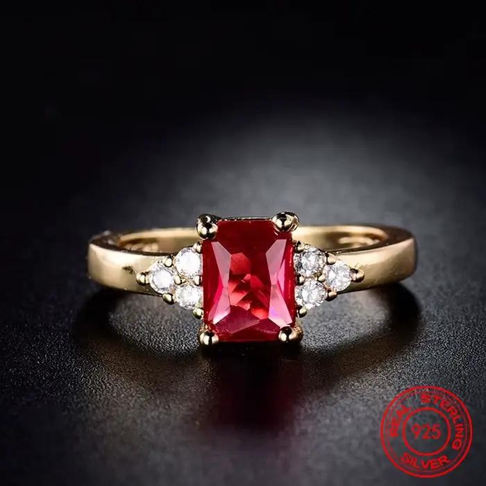 Bague SHYDAN en argent sterling 925 et or 18 carats avec zircon noir pour femme
