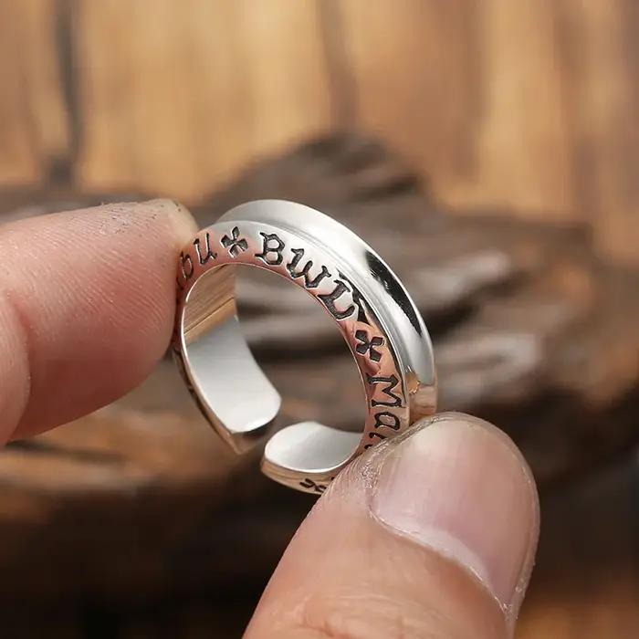 Bague en argent S925 style punk lettre pour homme occasions spéciales hip-hop soirée chic