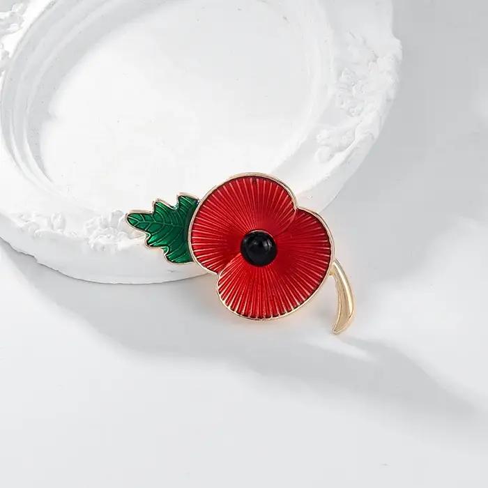 Broche coquelicot rouge de la seconde guerre mondiale unisexe ethnique en métal pour femmes et hommes ocassions spéciales et cadeaux historiques