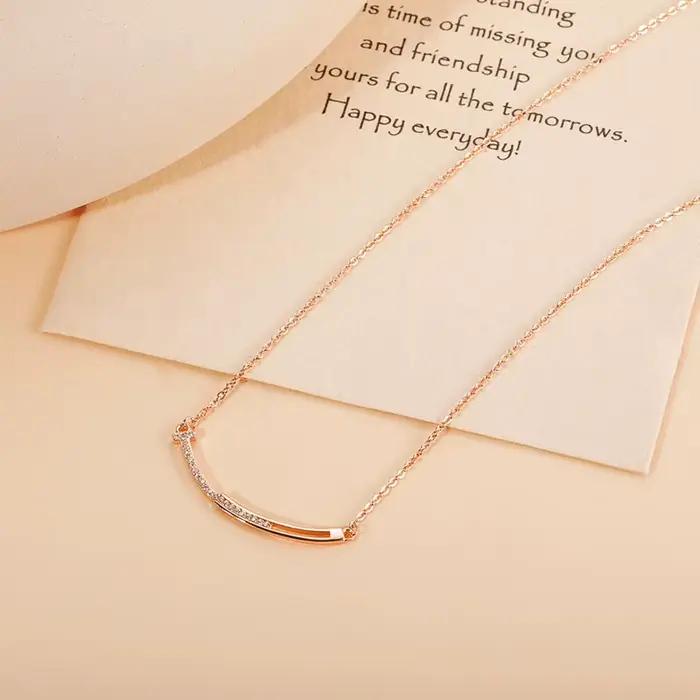 Kolmnsta – collier avec pendentif en zircone pour femmes, pendentif sourire, ras de cou géométrique, chaîne de clavicule, bijoux à la mode, cadeaux