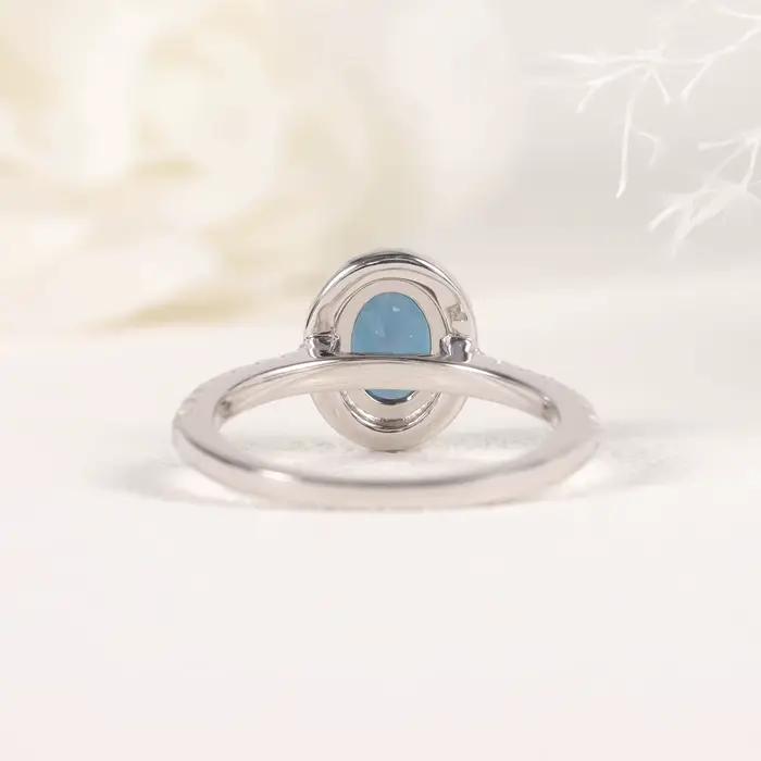 GEM'S BALLET Ovale 6X8mm Halo Lab Alexandrite Bague de fiançailles en argent sterling 925 Anniversaire