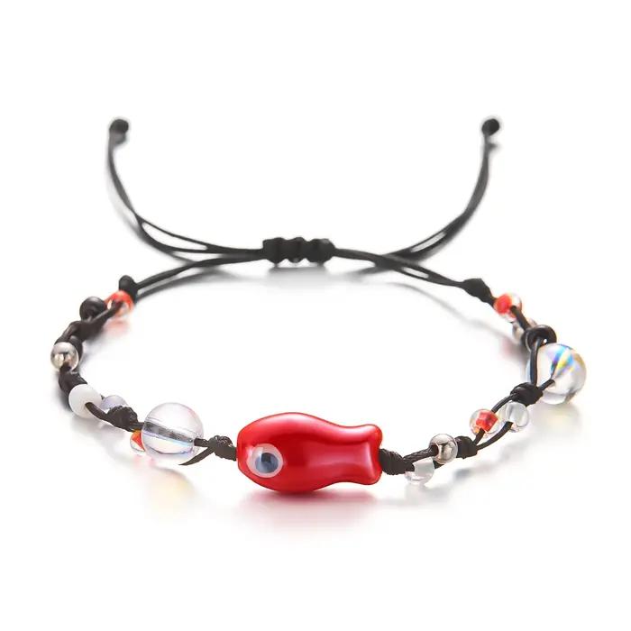 Bracelet de perles de poisson en céramique coloré pour femmes