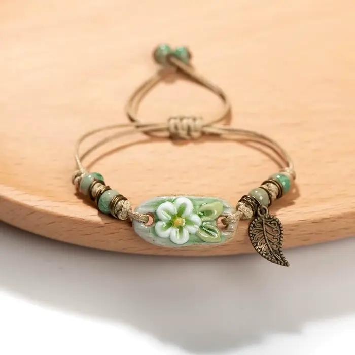 Bracelets porte-bonheur en céramique faits à la main, Bracelets enroulés pour femmes, bijoux et acce