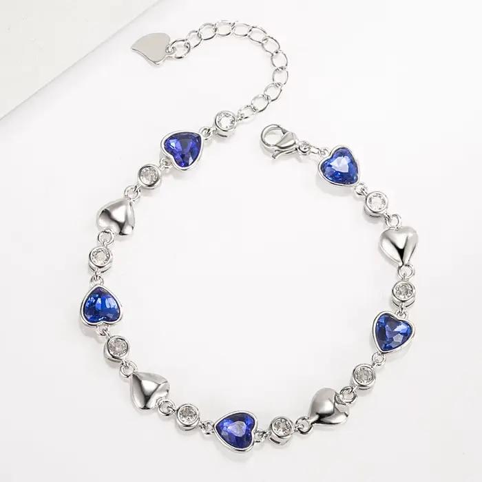 Bracelet en argent sterling 925 avec zircon bleu exquis, bijoux de mode pour femmes, accessoires pou