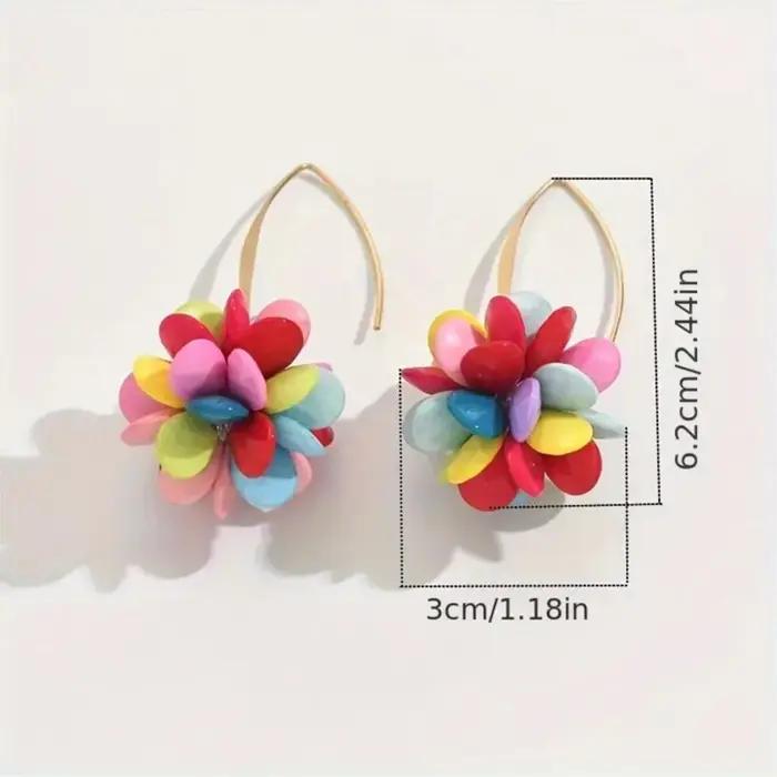 Boucles d'oreilles bohèmes couleur bonbon fleurs perlées aléatoires pour femmes élégantes et décontractées cadeau occasions spéciales