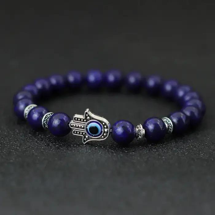 Bracelet mauvais œil homme femme Vintage couleur argent Fatima main