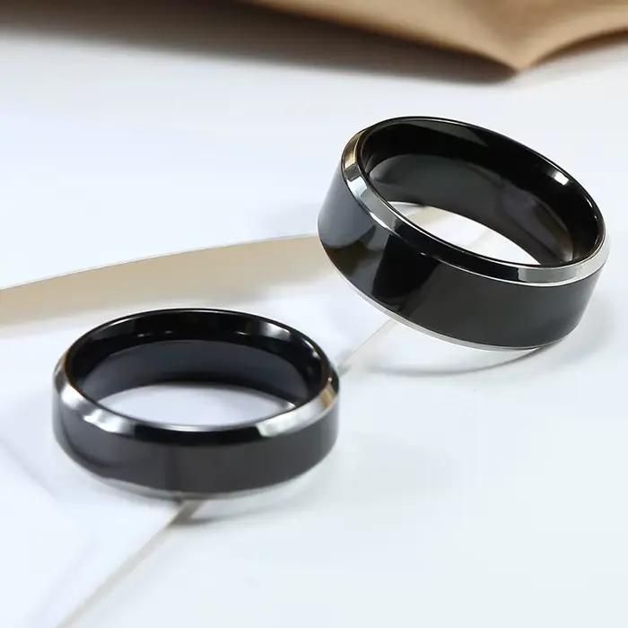 Bagues noires classiques en acier inoxydable