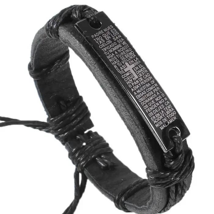 Bracelet chrétien en cuir de vache