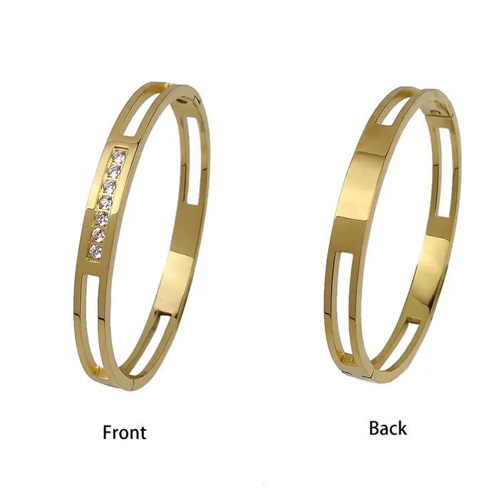 Bracelet plaqué or en acier inoxydable, design Original, simple, en zircon, cadeau pour dames, offre spéciale