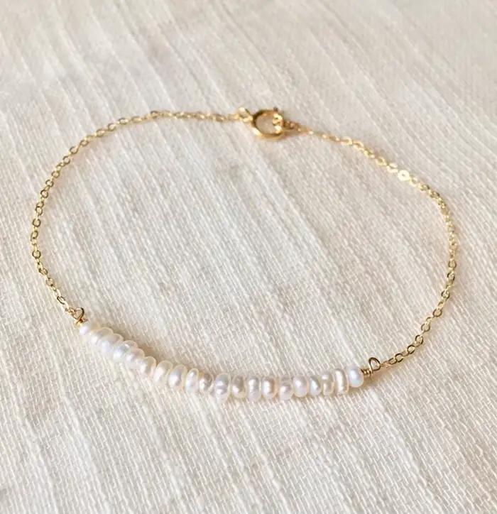 Bracelet Vintage en perles d'eau douce avec or rempli pour femmes occasions de fête élégant boho chic style classique