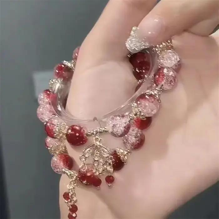 Bracelet en cristal pop-corn vert Simple pour femmes et filles