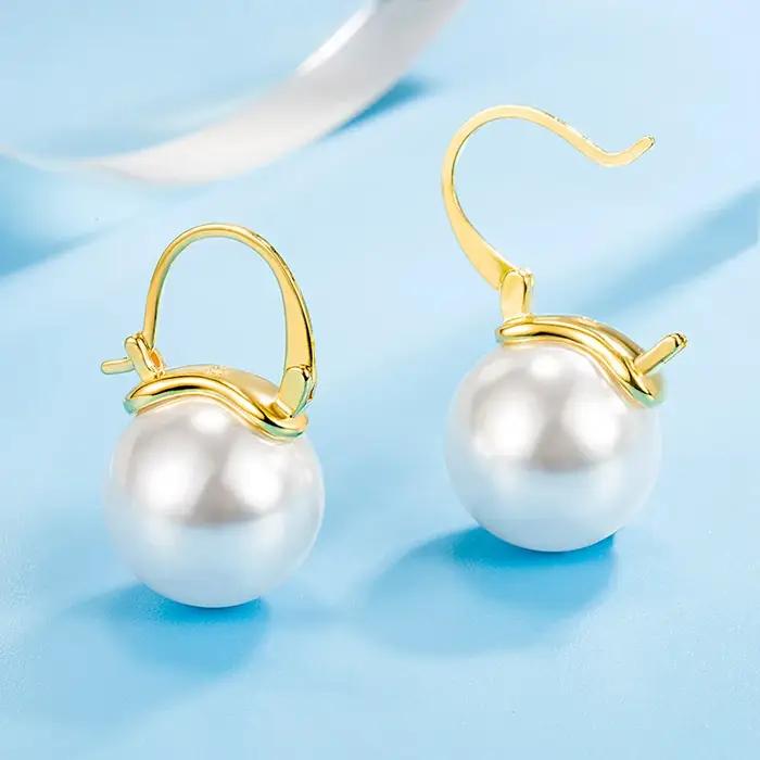Boucles d'oreilles boule ronde en argent regardé S925 pour femme