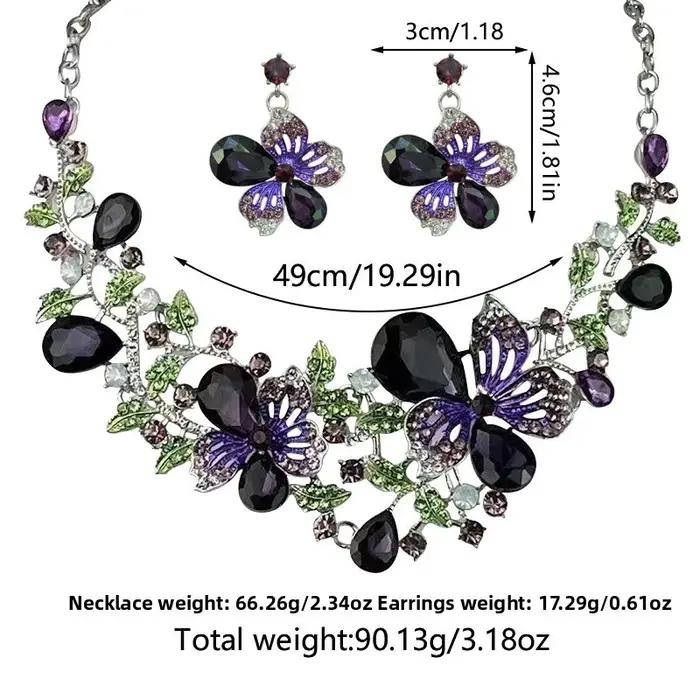 Ensemble de colliers à fleurs en cristal Vintage pour femmes