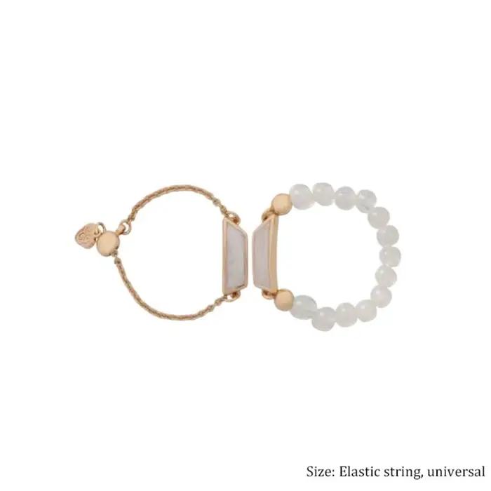 Bague chaîne perlée squelette résine tendance pour femmes mode élégante anniversaire cadeau fanclub