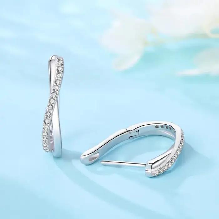 Boucles d'oreilles en argent Sterling 925 et cristal de zircone pour femmes