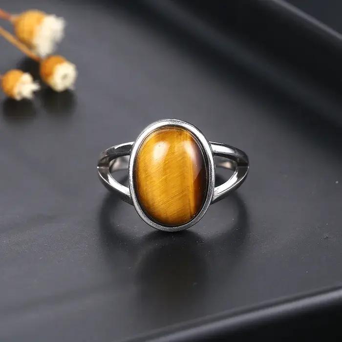 Bague en argent sterling 925 sertie d'œil de tigre naturel pour hommes et femmes, grande pierre, bijou vintage pour occasions spéciales engagement anniversaire mariage fête cadeau