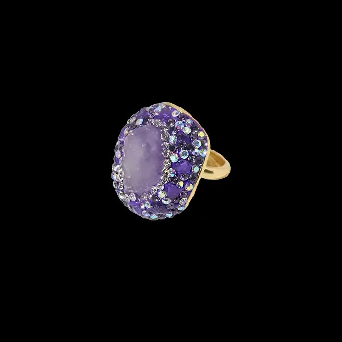 Bague Élégante en Améthyste et Zirconium pour Occasions Spéciales Style Étoile Femme