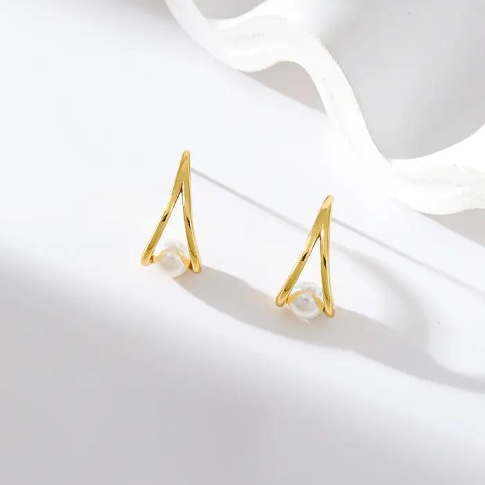 Boucles d'Oreilles en Acier Inoxydable et Perles Métalliques