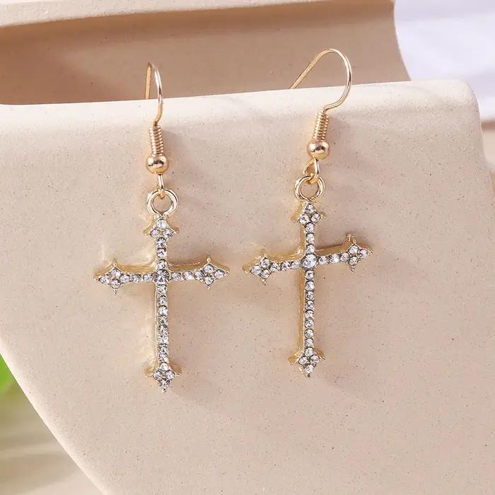 Boucles d'oreilles croisées en cristal de Zircon éblouissantes pour femmes romantique classique vintage gothique punk hip hop occasions spéciales