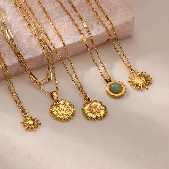 Collier géométrique en acier inoxydable pour femmes