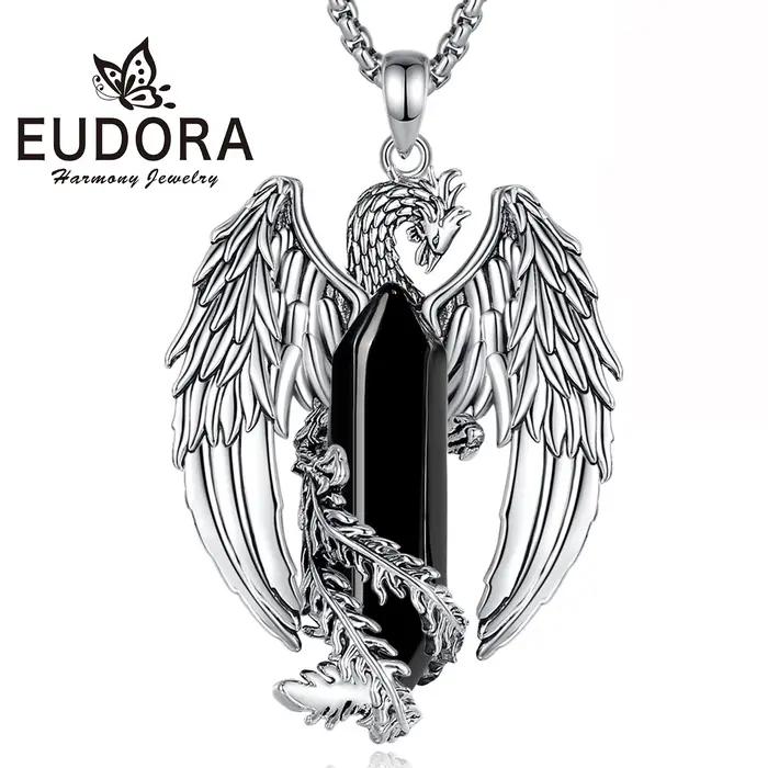 Eudora Phoenix-Collier Prismatique en Obsidienne Hexagonale