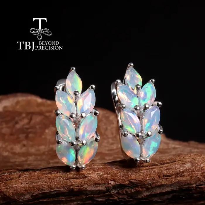 Boucles d'oreilles en pierre précieuse rare avec opale naturelle pour femme