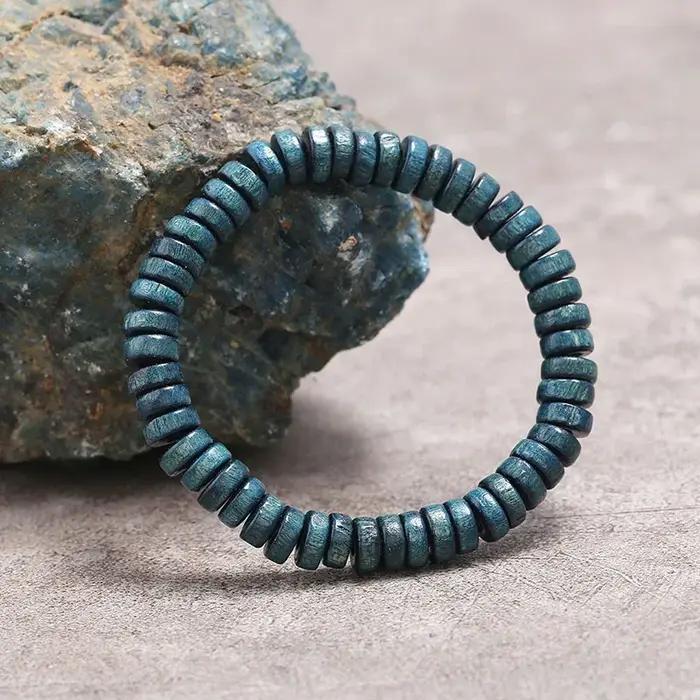 Bracelets élastiques en perles de bois pour hommes et femmes