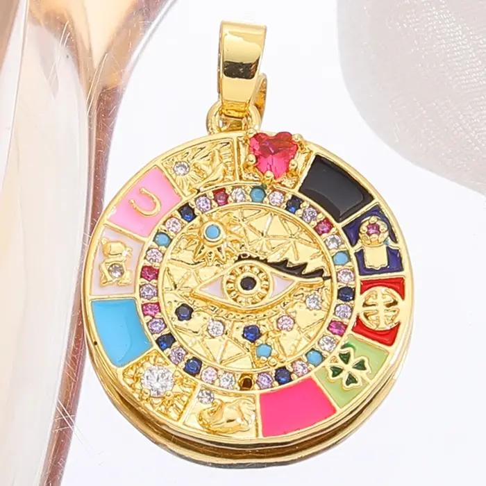Juya 18K véritable plaqué or Micro pavé coloré zircon cubique mauvais œil citron breloques pour bricolage femmes mode pendentif fabrication de bijoux