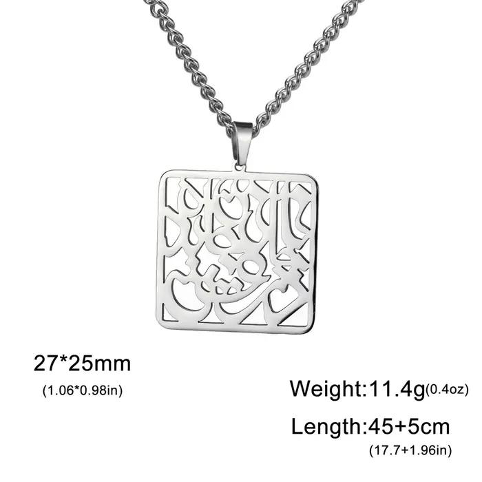 EUEAVAN Collier Étoile à Neuf Pointes Bahaiisme Bahai en Acier Inoxydable, Pendentif Calligraphie Po