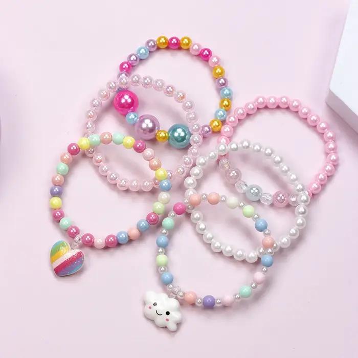 Bracelets de fête en acrylique multicolores à motifs cœur pour filles, trackers d'humeur et cadeaux d'anniversaire