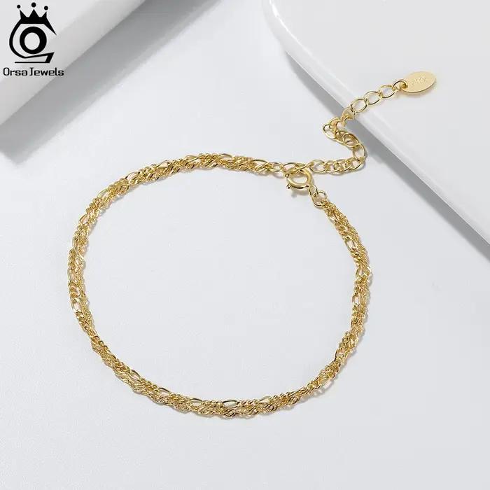 ORSA jewelry – Bracelet Double couche en argent 925 massif pour femme et fille
