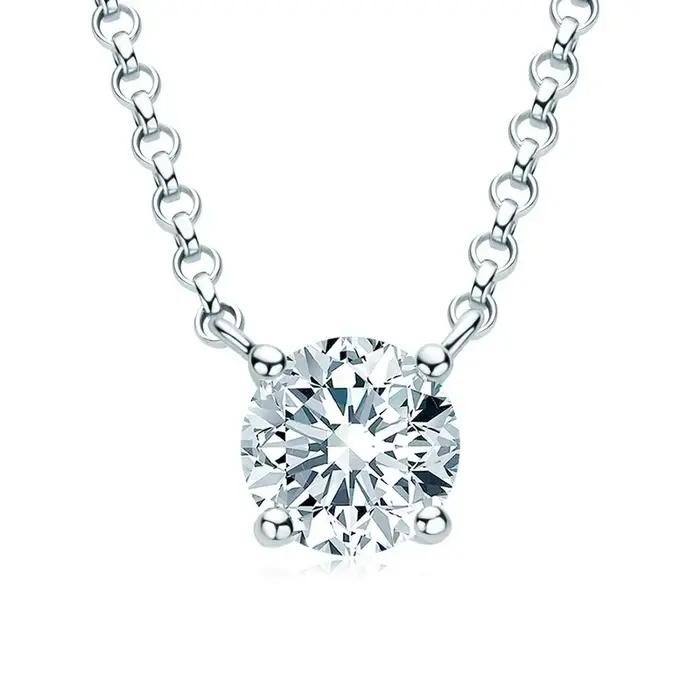 Collier pendentif solitaire en moissanite en argent sterling S925 LinkerLove