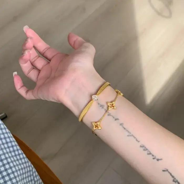 Bracelet de luxe léger rétro haut de gamme minimaliste princesse carré diamant