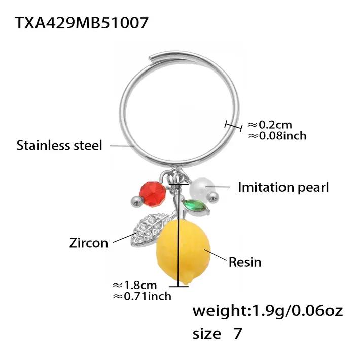 Nivora délicat zircon cubique résine citron pendentif collier bagues boucles d'oreilles pour femmes en acier inoxydable bijoux de charme de mariage