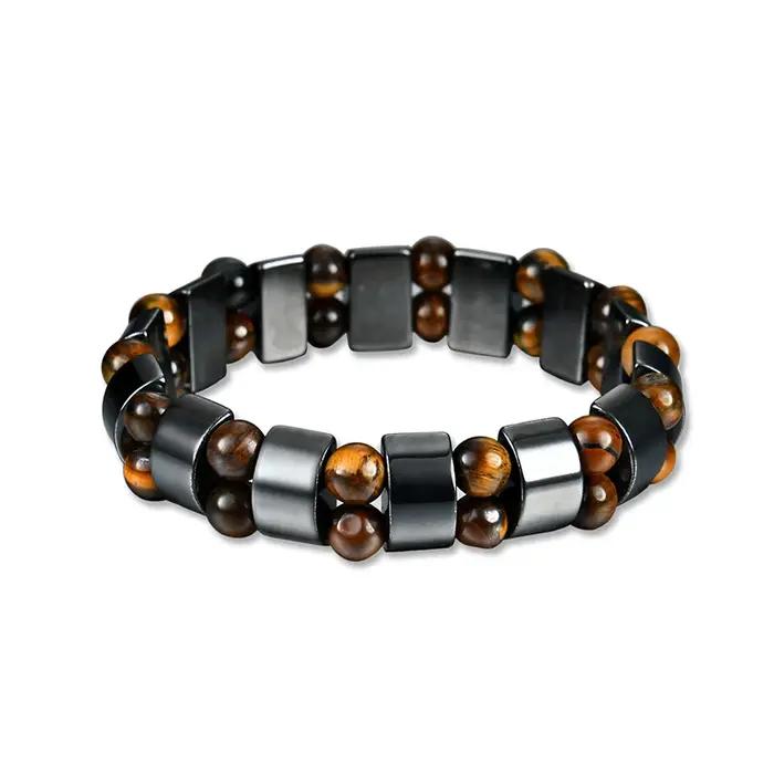 Bracelet en perles d'oeil de tigre et d'hématite